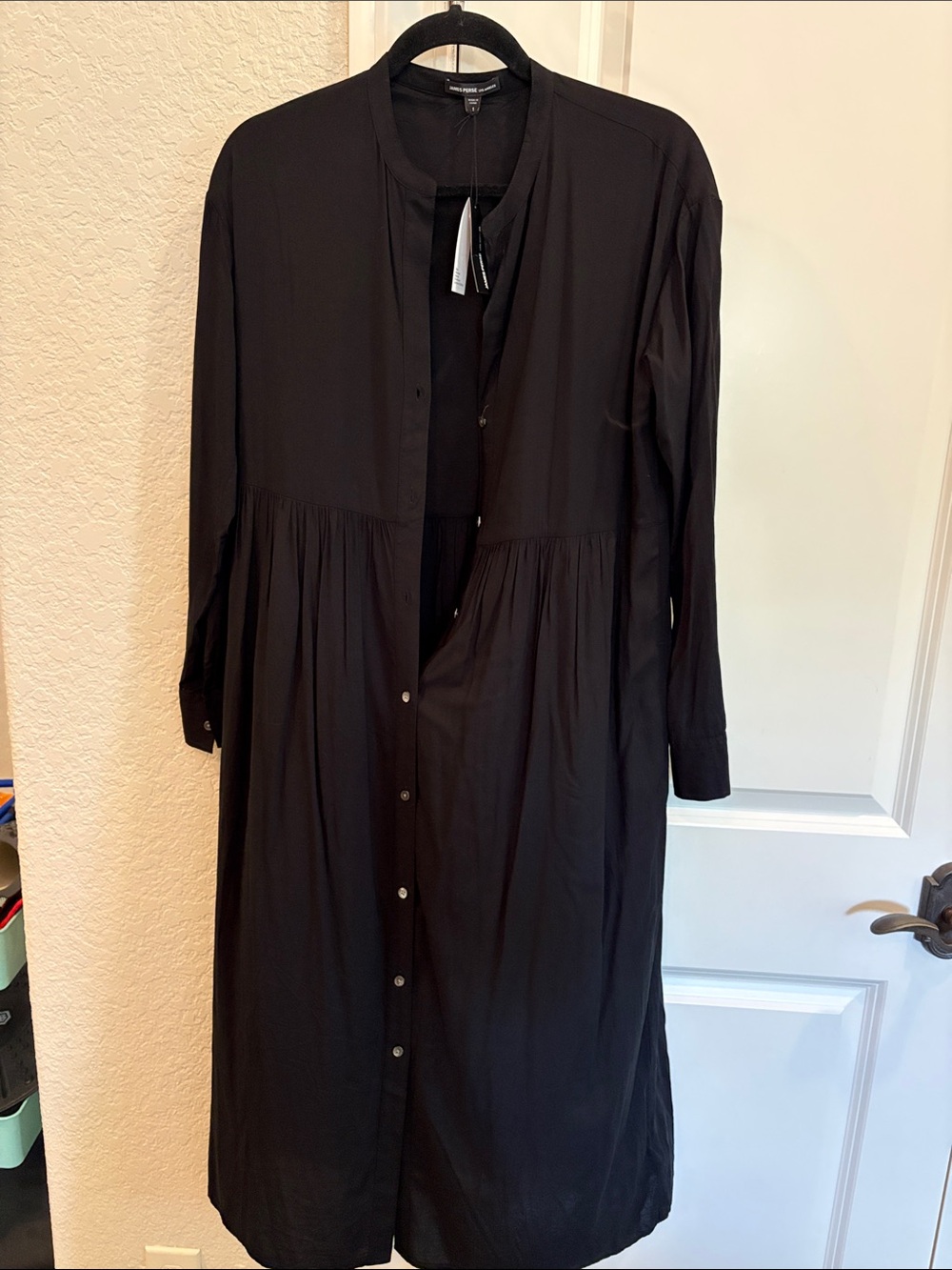 James Perse Black Long Button-Front Women’s Dress